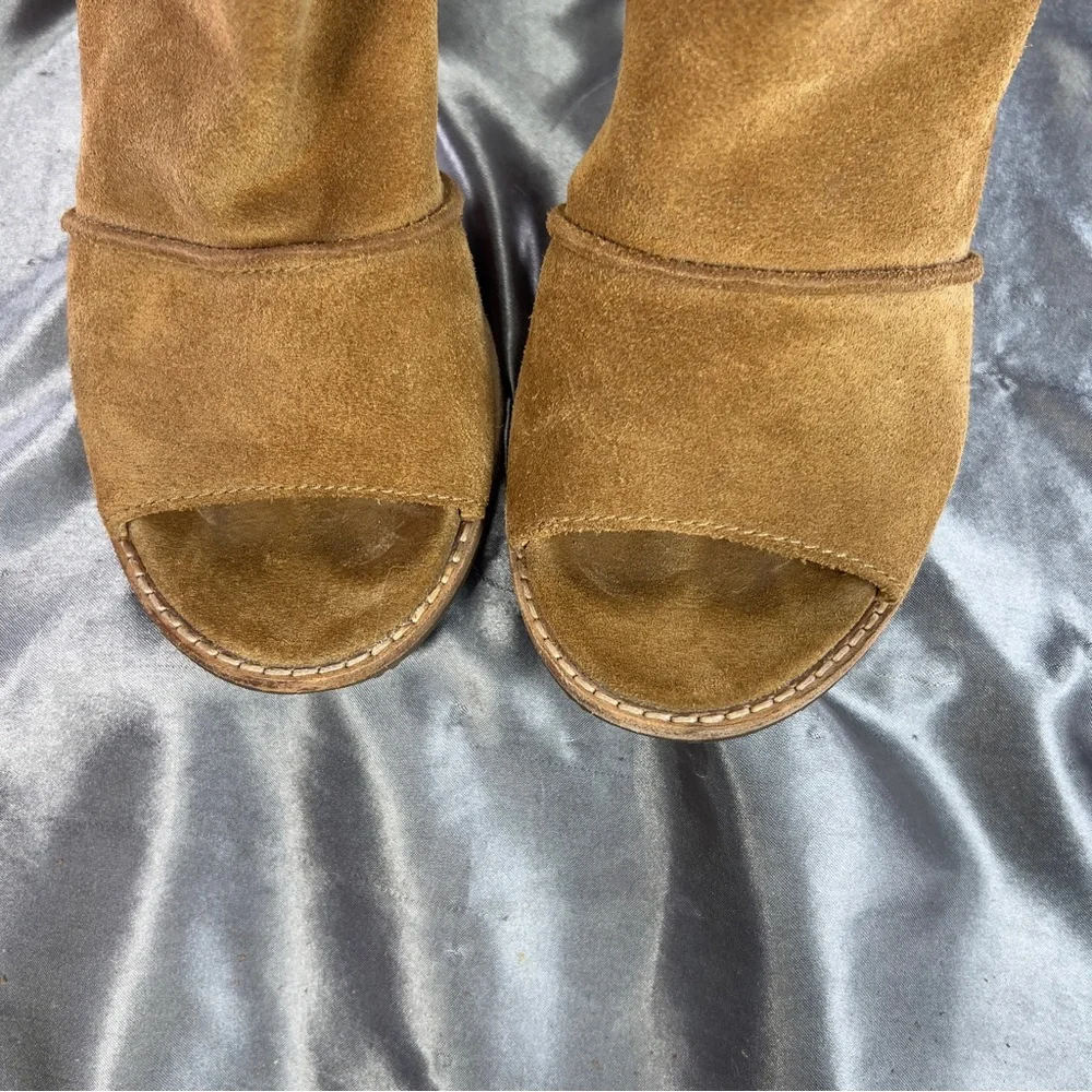 UGG Valencia Peep Toe Ankle Bootie in Light Brown Suede Size 8.5 US/EU 39 GUC‎